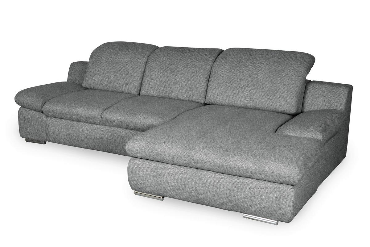 Ecksofa Isona Dunkelgrau Chenille - Chromfarben/Dunkelgrau, Design, Textil (286/165cm) - Livetastic