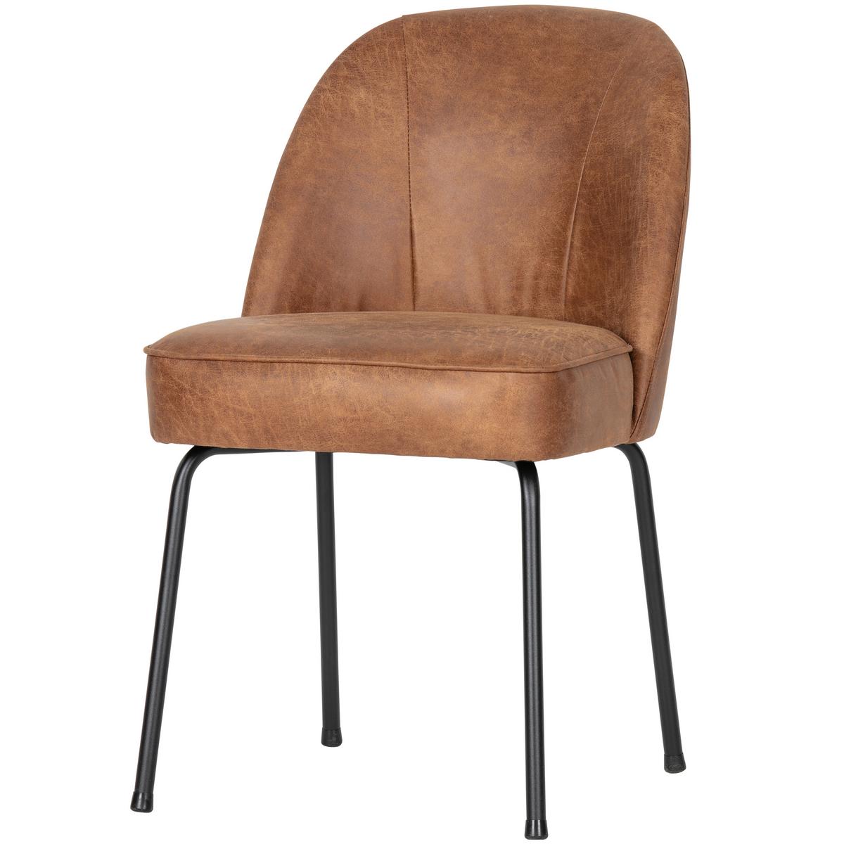 Stuhl-Set Vogue Cognac B: 50cm - Cognac/Schwarz, MODERN, Leder/Textil (50/83/57cm) - Livetastic