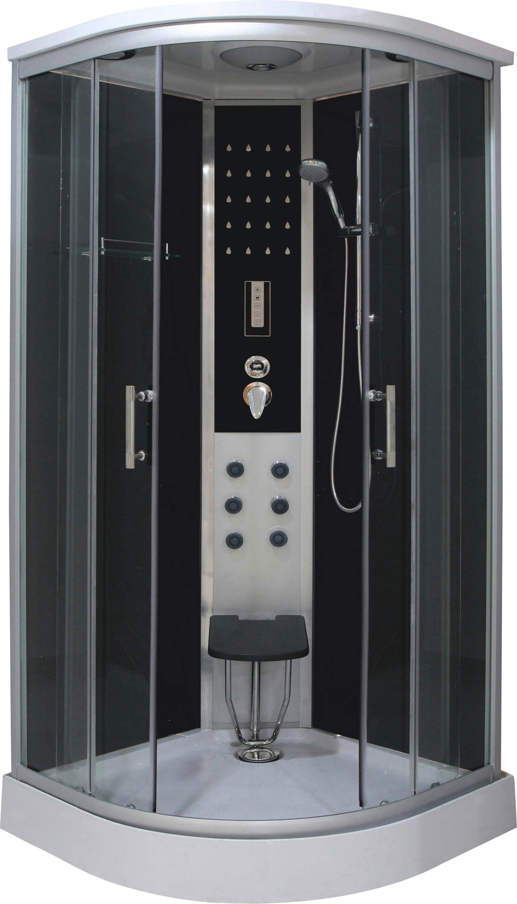 Parní sprcha RELAX chrom / černá š: 90cm - černá/čiré, Konvenční, kov/sklo (90/90/215cm)