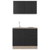 Minikuchyňa CAPRI,šírka 100 cm vrátane drezu a varnej dosky - čierna/farba duba, Modern, kov/kompozitné drevo (100cm) - FlexWell
