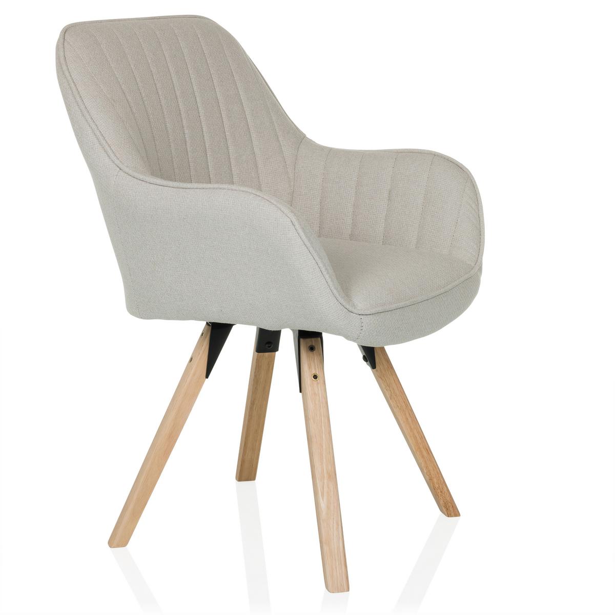 Armlehnstuhl Scandi Ted Creme B: 56 cm - Buchefarben/Creme, MODERN, Holz/Textil (56/84/62cm) - MID.YOU