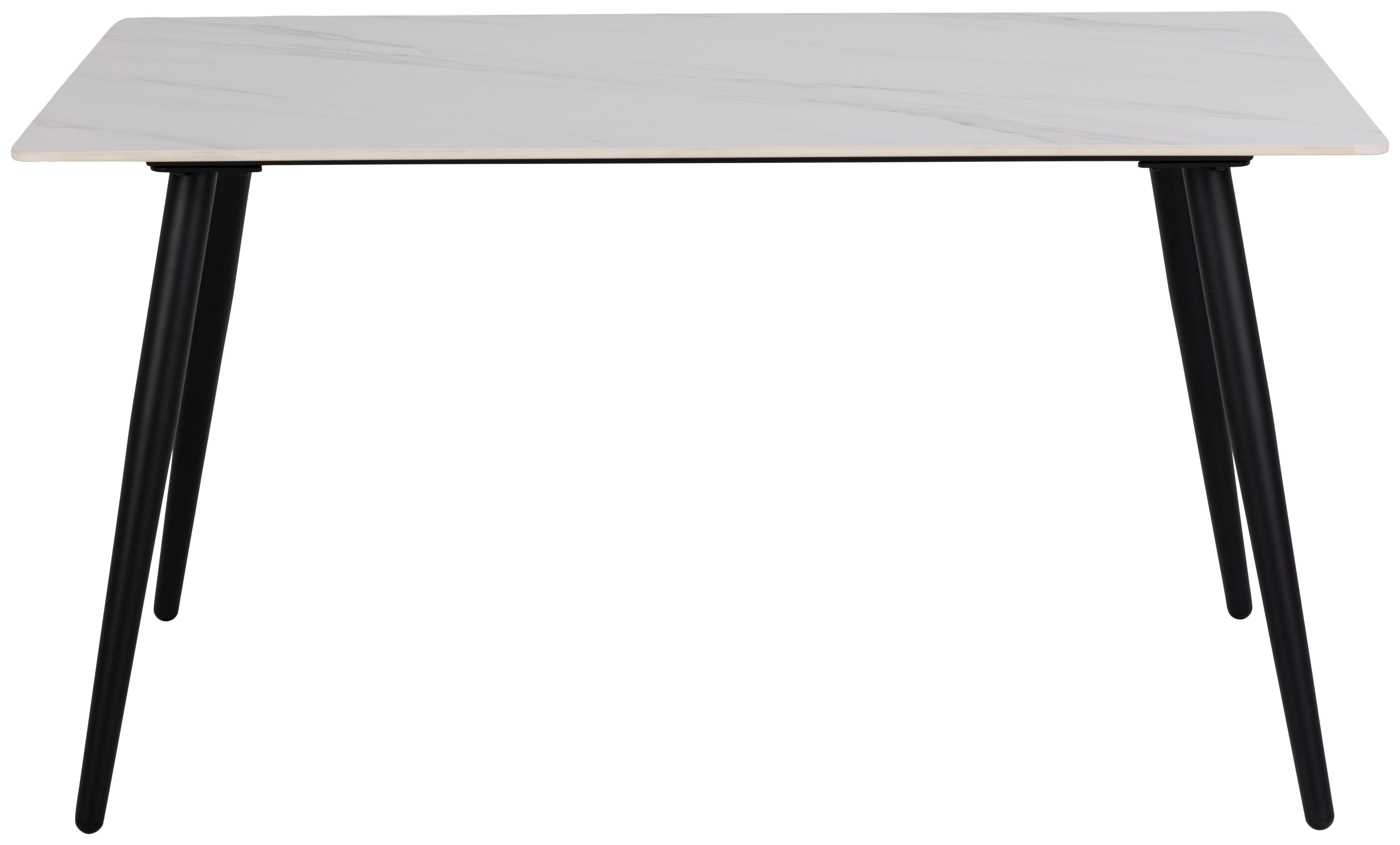 Esstisch Wicklow 140x80cm Keramik/Weiß - Schwarz/Weiß, MODERN, Keramik/Metall (140/80/75cm) - P & B