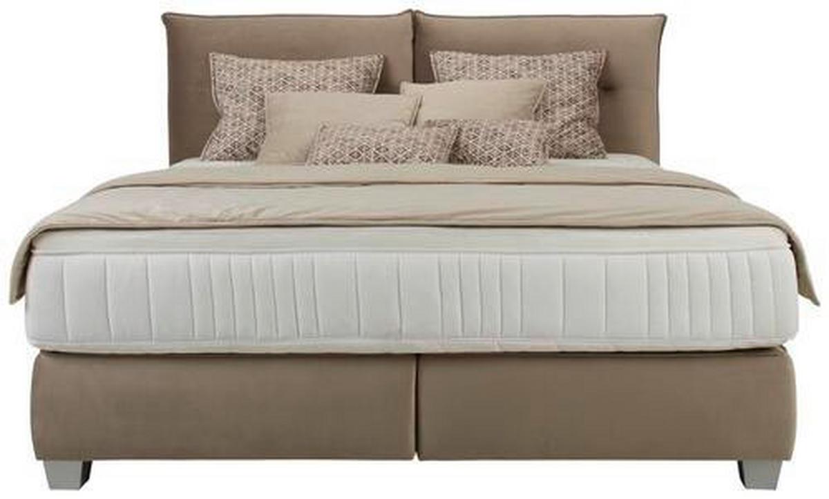 Postel boxspring Fog 160x200cm,béžová - barvy stříbra/béžová, Lifestyle, dřevo/kompozitní dřevo (160/200cm) - Premium Living