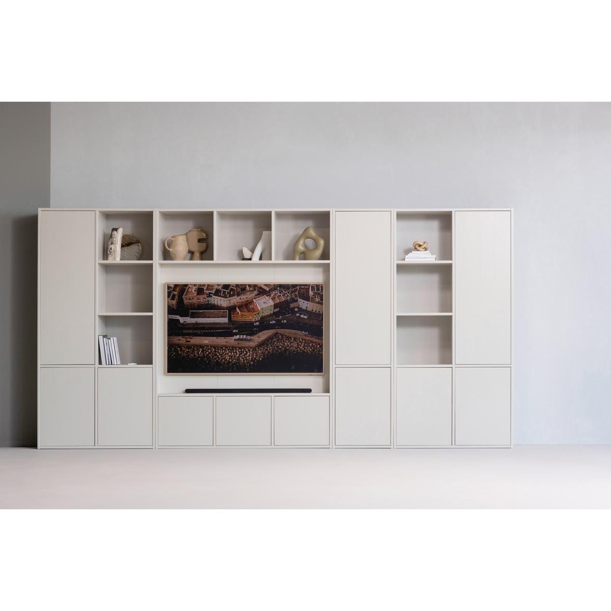 WOHNWAND Meggy Grau B: 160cm - Grau, Design, Holz (160/215/40cm) - Livetastic