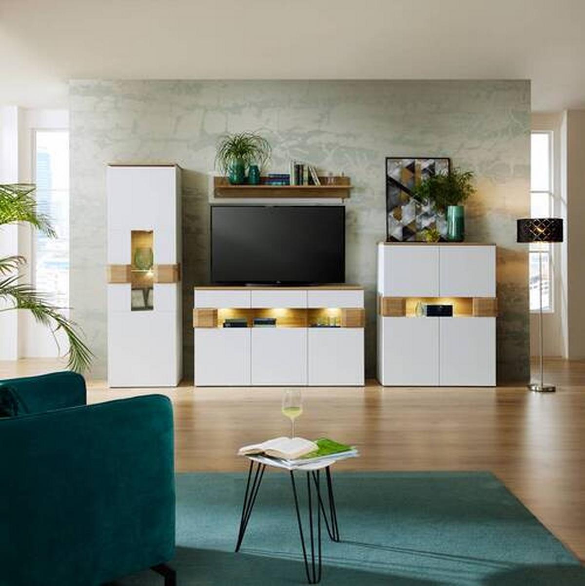 VYSOKÁ KOMODA DIMITRI - Moderní, kompozitní dřevo/plast (100/128/42cm)