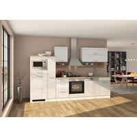Küchenzeile Mailand mit Geräten 310 cm Weiß Hochglanz - Eichefarben/Weiß Hochglanz, MODERN, Holzwerkstoff (310cm) - Held