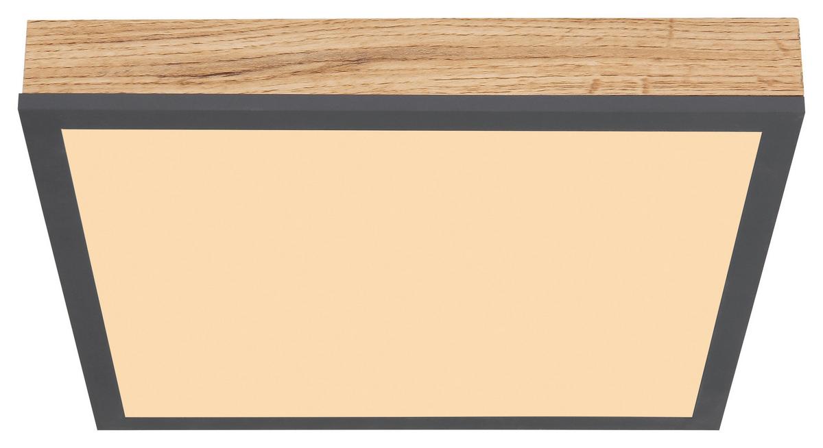 Led-deckenleuchte Doro L: 30 Cm - Opal/Graphitfarben, Basics, Kunststoff/Metall (30/30cm) - Globo