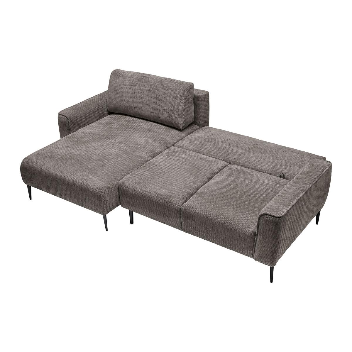 Rohová sedačka CUSTOM, ľavá, tmavosivá ženilka - čierna/tmavosivá, Modern, kov/textil (164/255cm) - Mömax