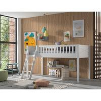 Vyvýšená posteľ s roštom SCOTT, 90x200cm, biela - biela/prírodná farba, Romantik / Landhaus, drevo (90/200cm) - MID.YOU