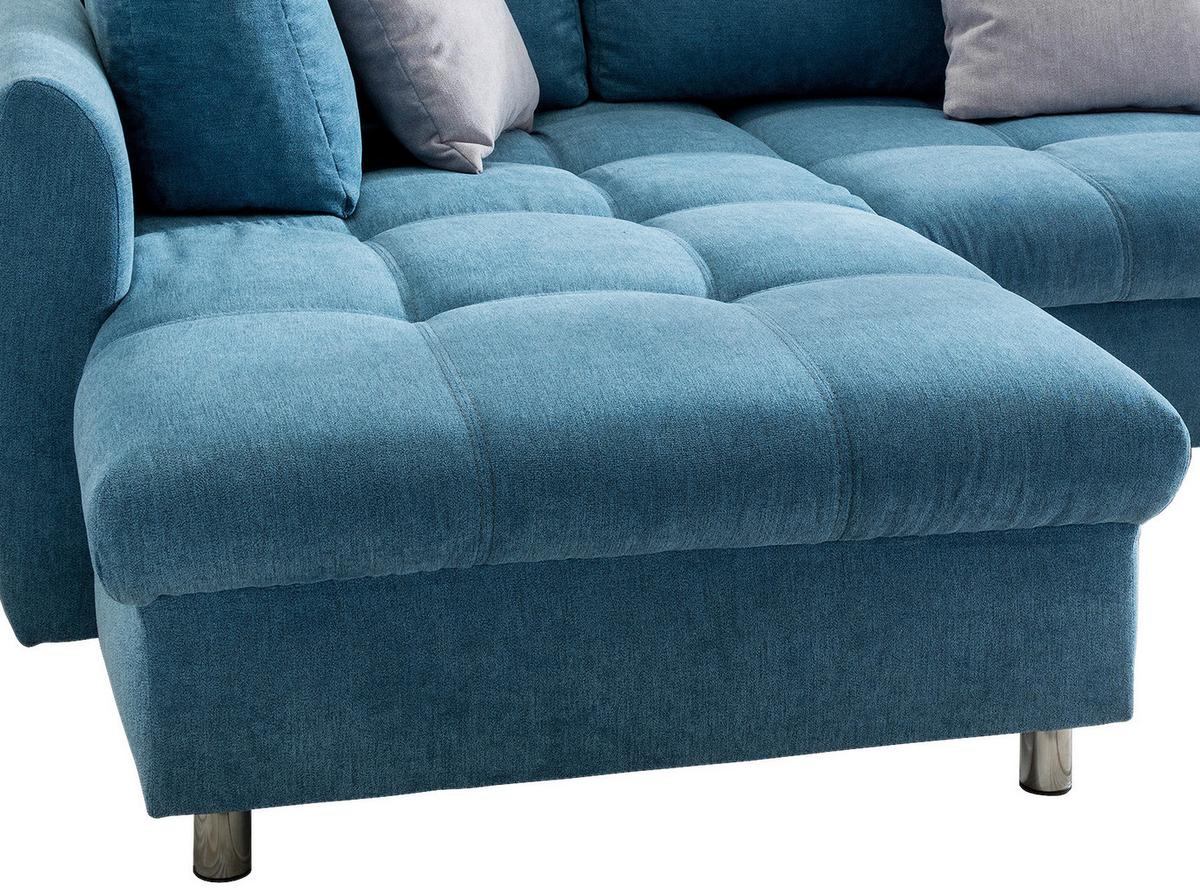 Rohová sedačka AGIRA, ľavá, modrá / strieborná - modrá/chrómová, Design, textil/plast (190/250cm) - Livetastic