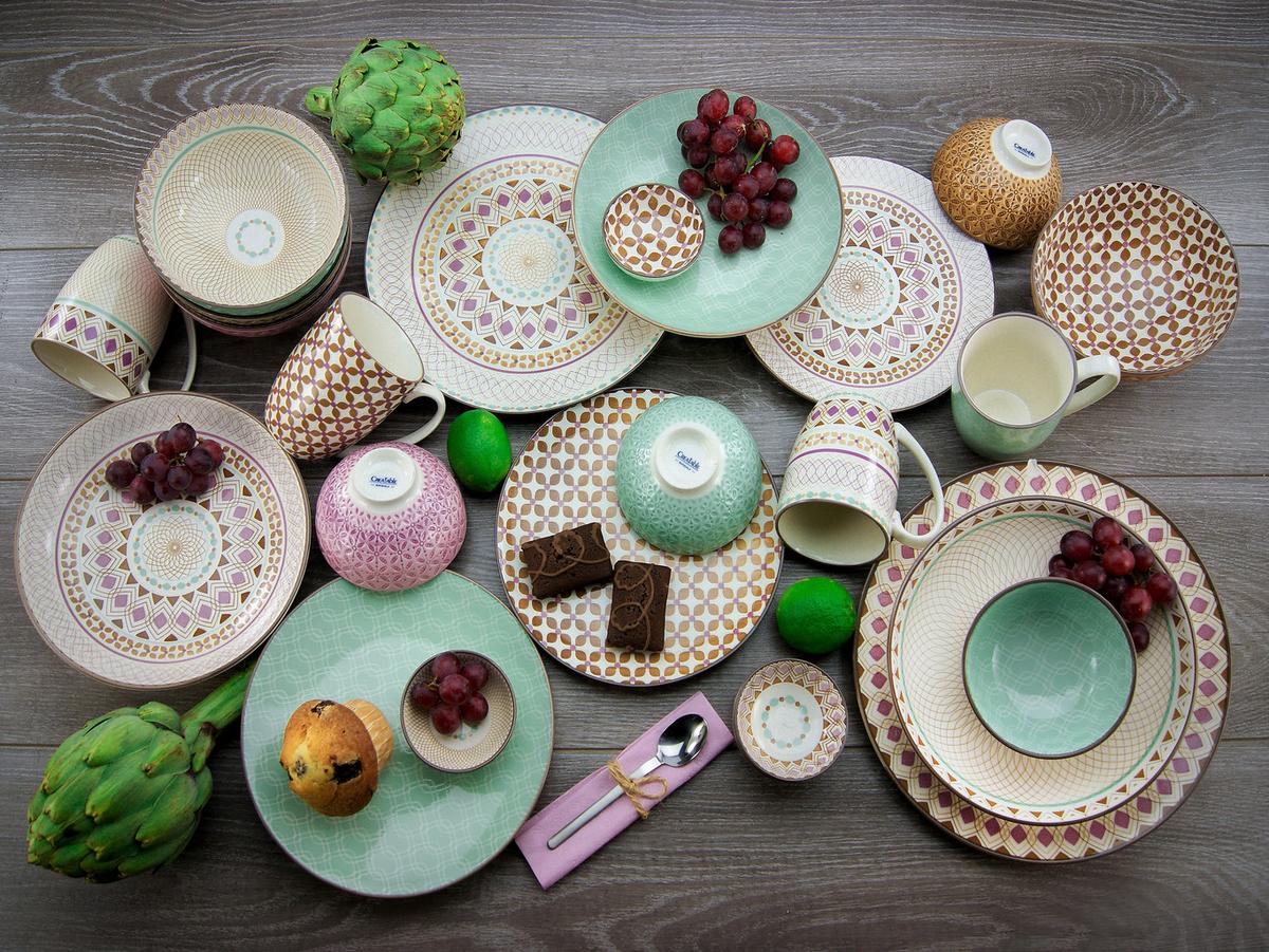Kombinovaný servis MANDALA, 16-dielna - viacfarebná, Basics, keramika - Creatable