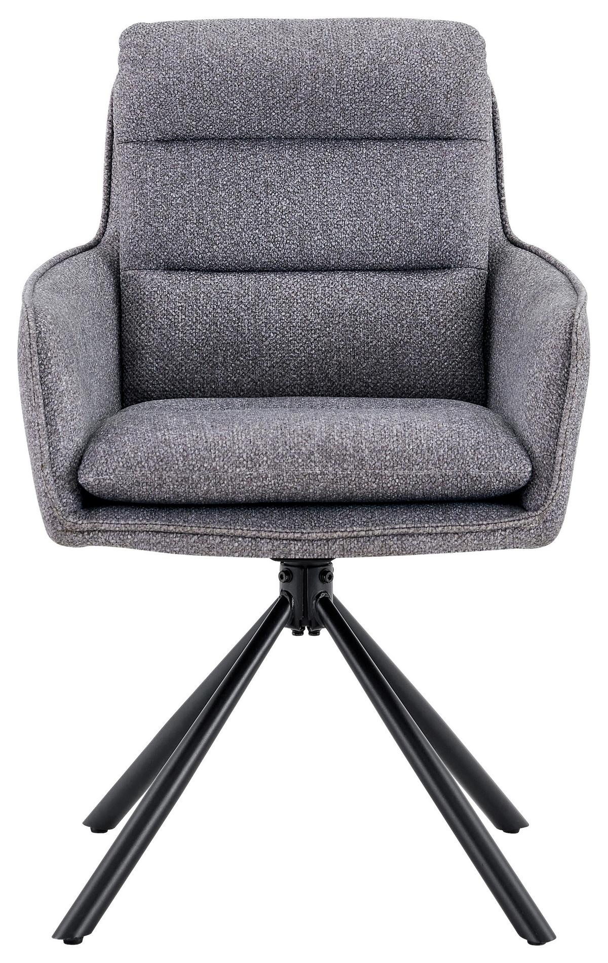 Armlehnstuhl Luce Grau/Schwarz B: 60 cm - Schwarz/Grau, MODERN, Textil/Metall (60/89/67cm) - MID.YOU