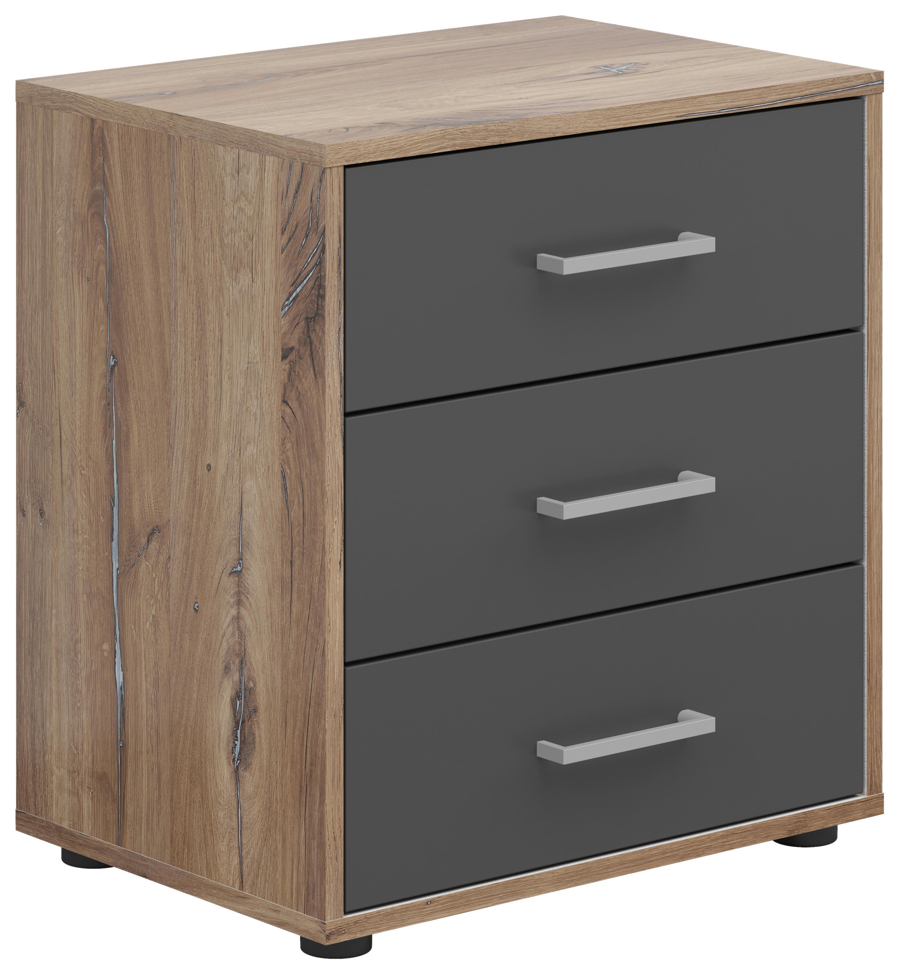 Nachtkästchen Smart 3 Flagstaff Eiche H: 54 Cm - Eichefarben/Anthrazit, Basics, Holzwerkstoff (50/54/35cm)
