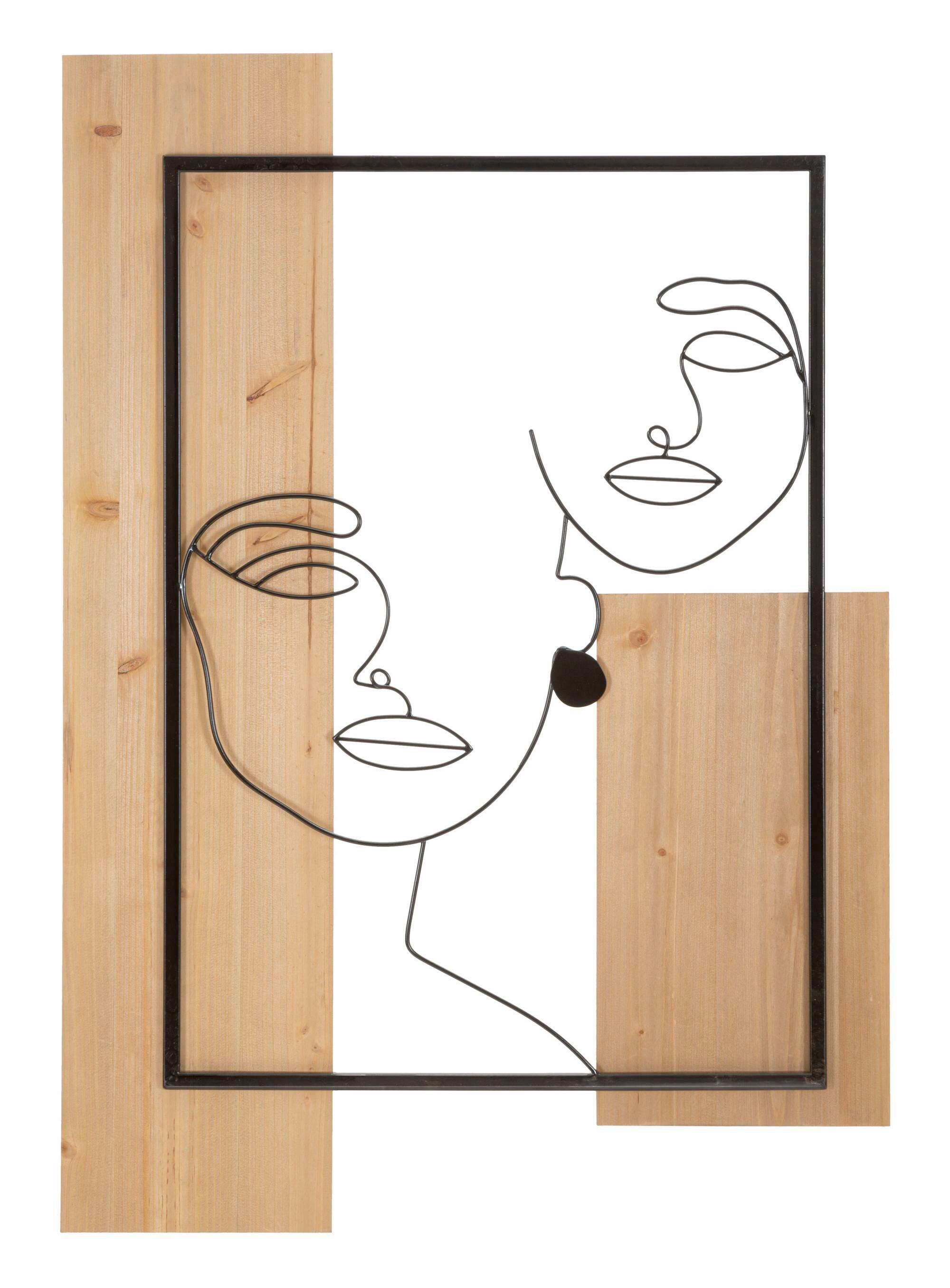 Wanddeko Iron And Wo Naturfarben, Schwarz B: 63,5cm - Schwarz/Naturfarben, Basics, Holzwerkstoff/Metall (63.5/90/2cm)