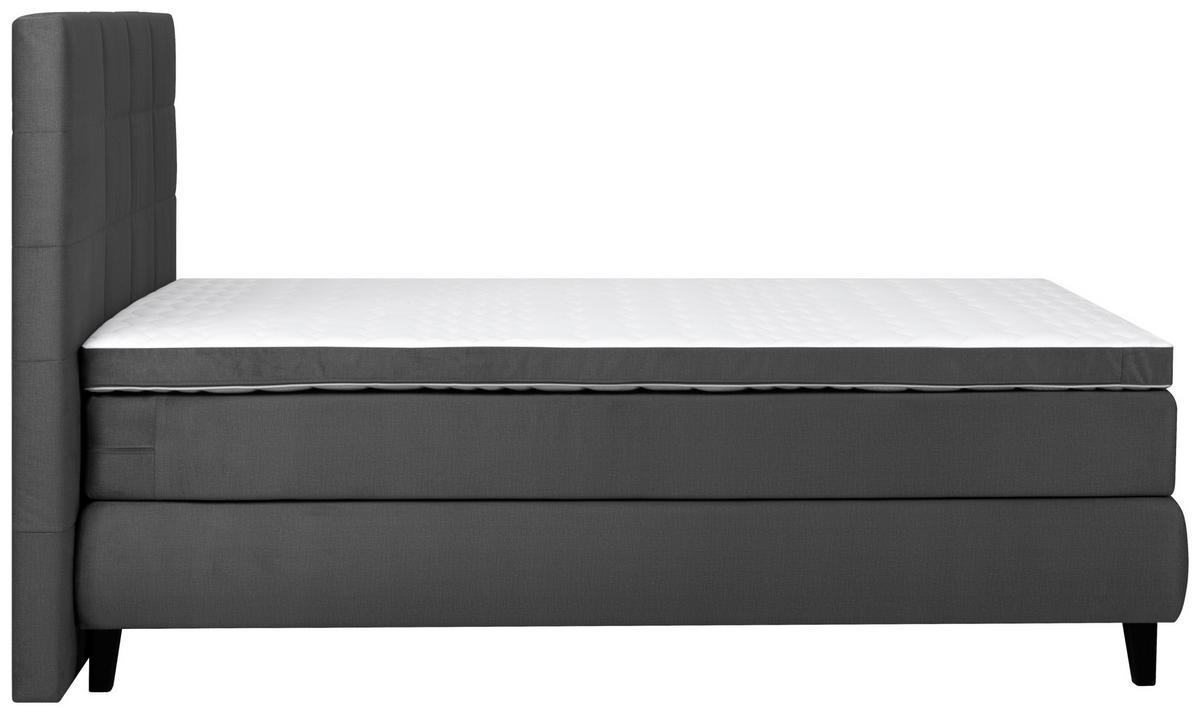 Boxspringbett Mit Topper + Matratze 160x200 Cm Kingston - Anthrazit/Schwarz, MODERN, Textil (160/200cm) - Livetastic