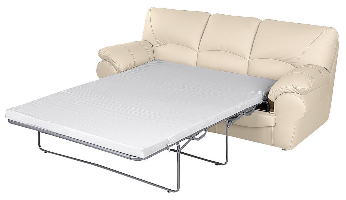 Schlafsofa Oslo, Beige B: 205 Cm - Beige/Schwarz, Design, Leder (205/92/85cm) - Livetastic