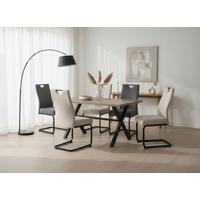 Schwingstuhl Finni Webstoff beige Federkern - Beige, KONVENTIONELL, Textil/Metall (44/98/60cm)