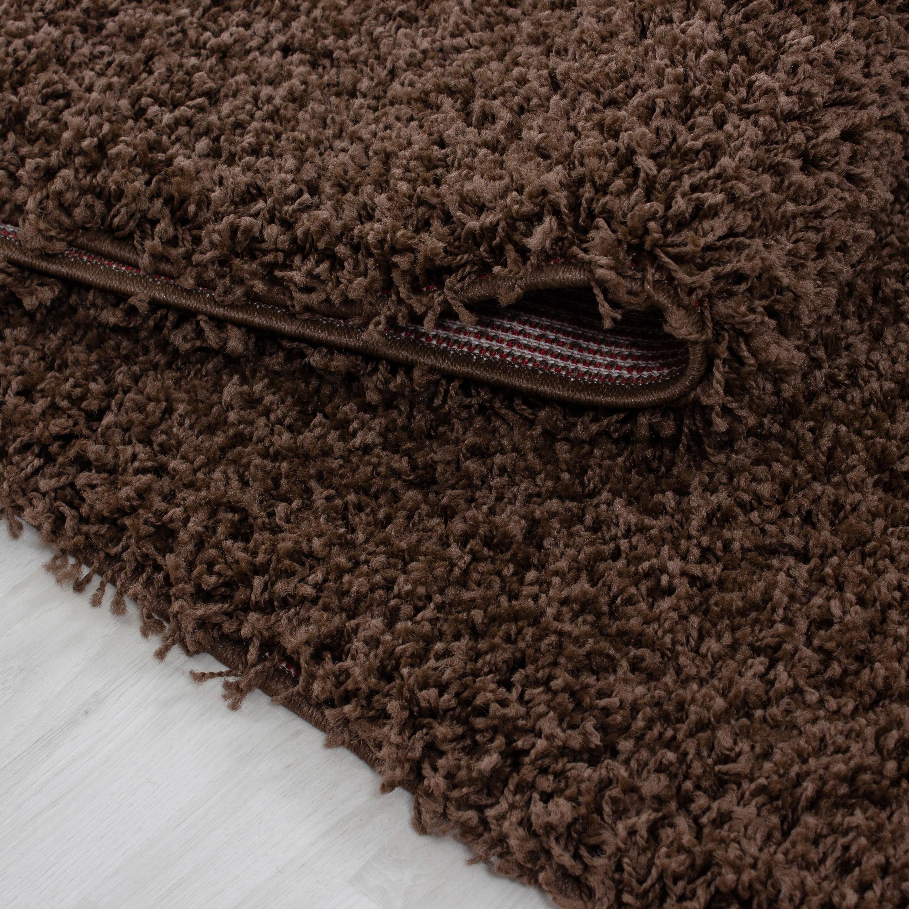 Hochflor Teppich Braun Life Rund Ø 160 cm - Braun, KONVENTIONELL, Textil (160cm) - Novel