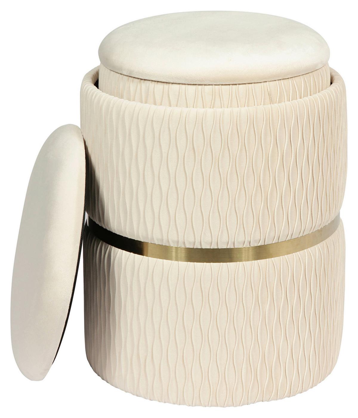Hockerset Milas 100 2-Teilig Creme D: 36/31,5 cm - Goldfarben/Creme, KONVENTIONELL, Textil/Metall (31,5/36/38/44/31,5/36cm) - Kayoom