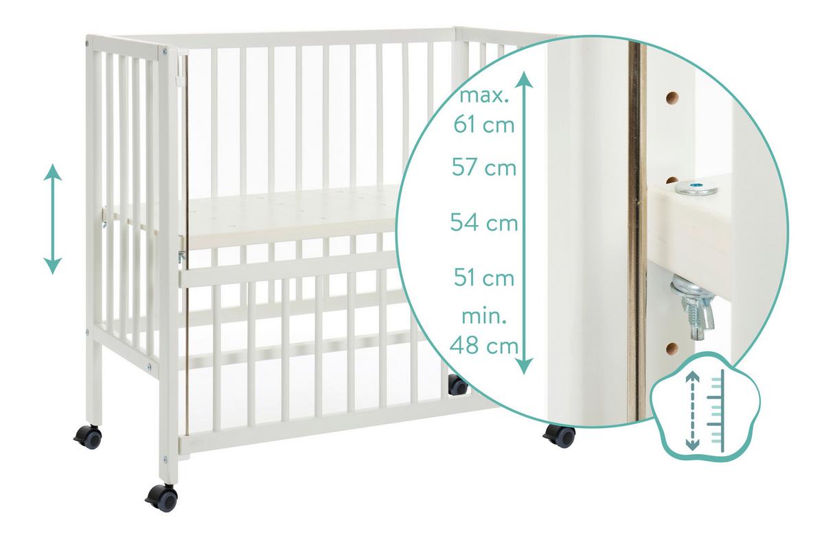 Beistellbett Bedside Crib Cocon Weiß, verstellbar - Weiß, Basics, Holz (90/40cm) - Fillikid