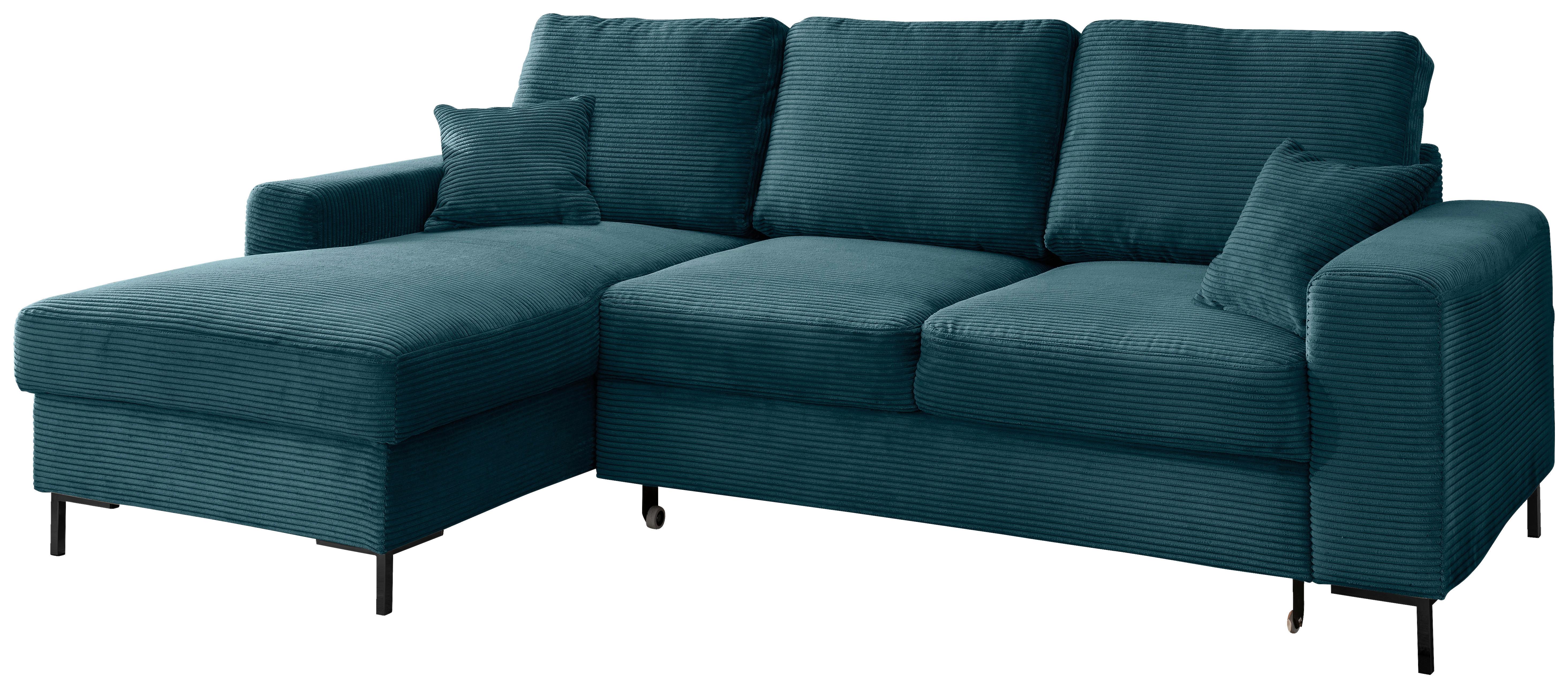 Eckschlafsofa Zona, Petrol S: 143x237 Cm - Petrol/Schwarz, KONVENTIONELL, Textil (143/237cm) - Livetastic