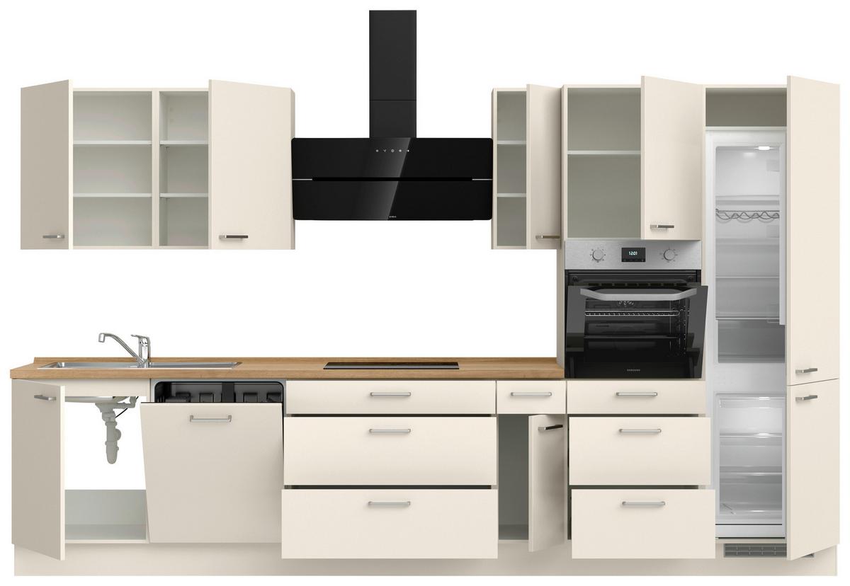 Kuchyňská linka 360 cm, magnólia / dekor dub - barvy dubu/magnolie, Moderní, kov/kompozitní dřevo (360cm) - Nobilia