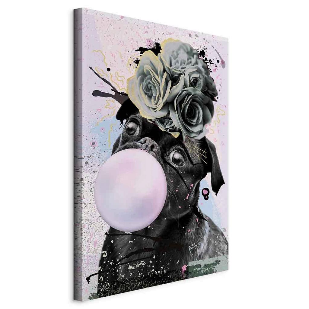 Leinwandbild Bubble Gum Schwarz Pink B: 80 cm