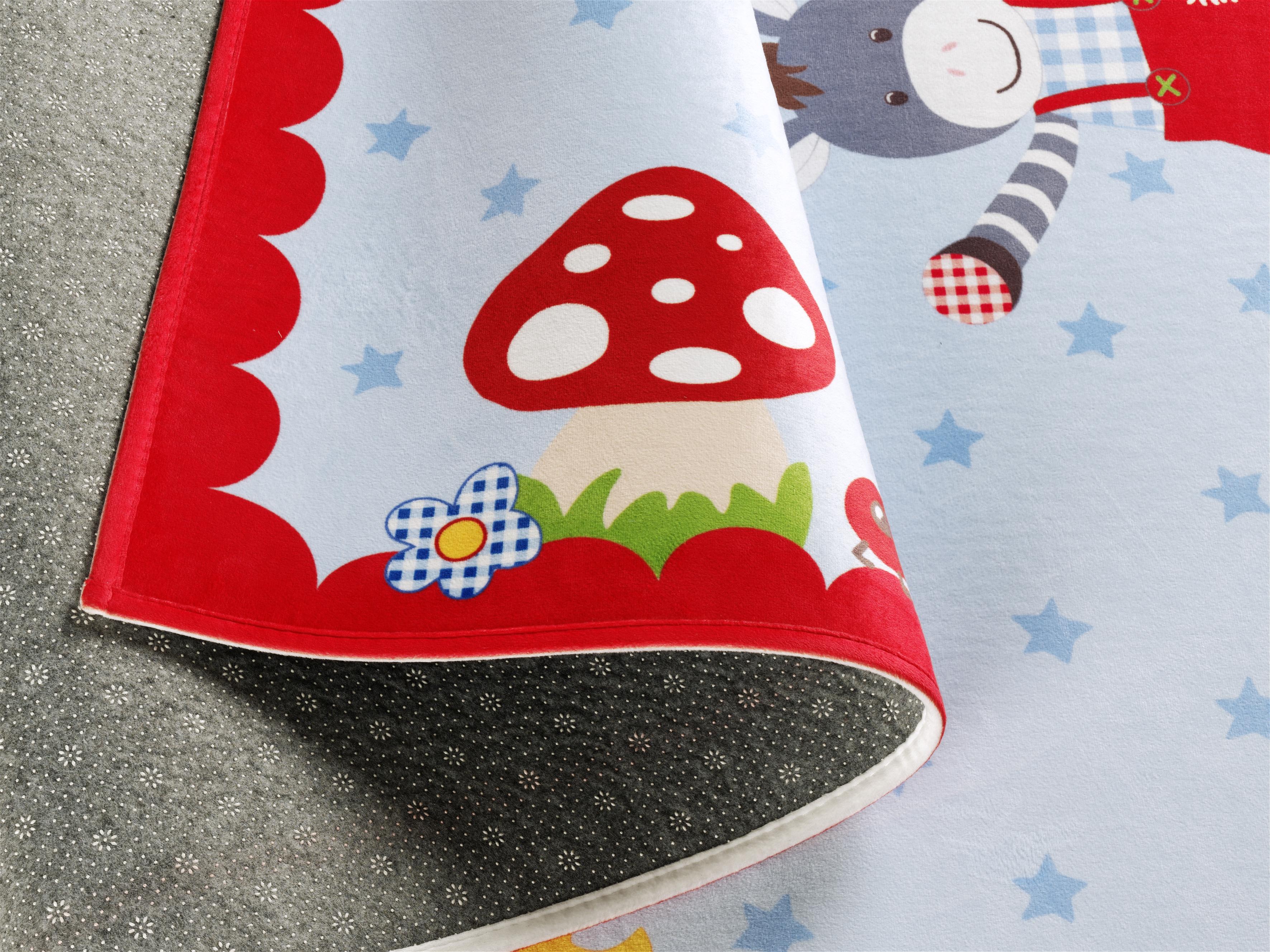 Kinderteppich Tier Blau/rot Baby Glück 80x150 Cm - Blau/Rot, Trend, Textil (80/150cm)