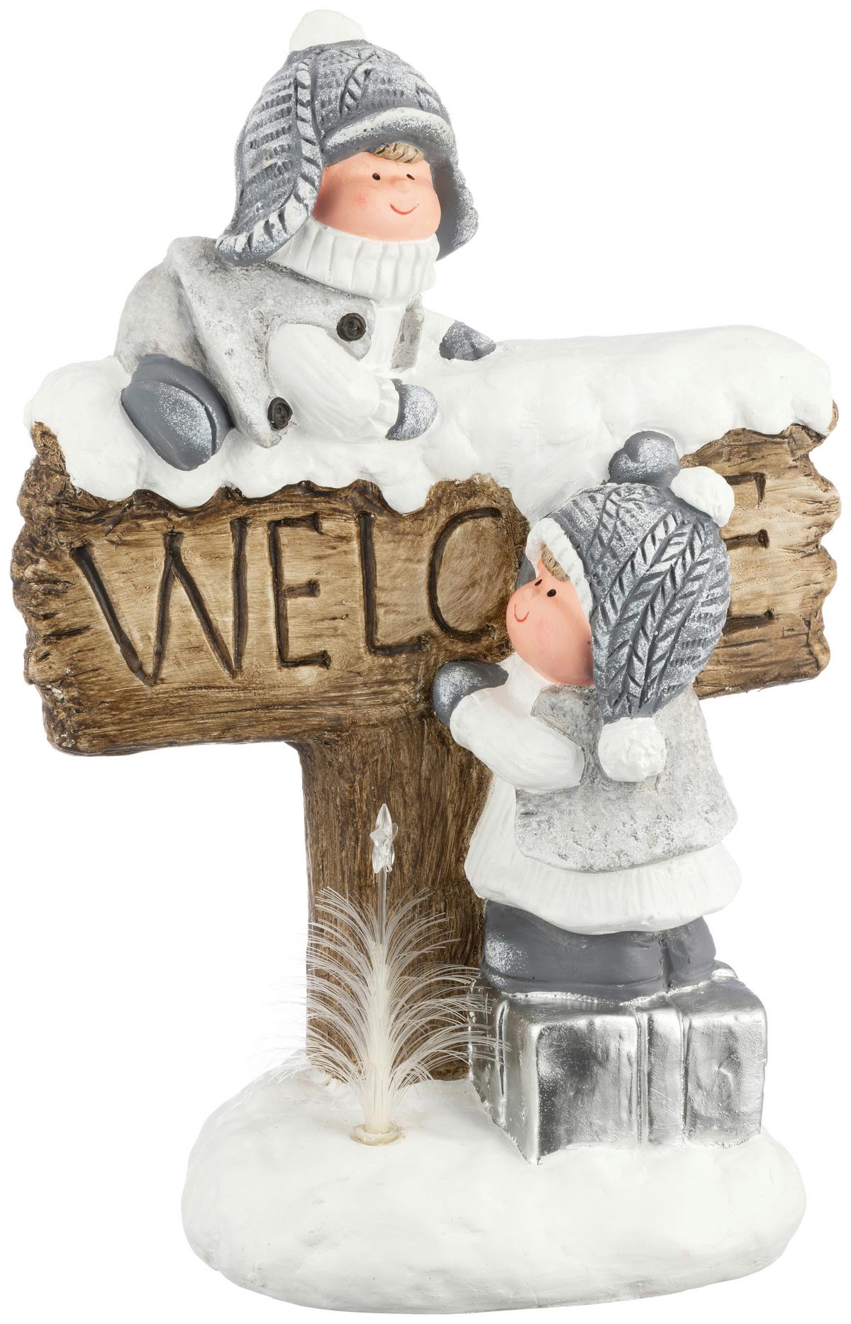 Led-es Felirat Welcome - barna/kék, Konventionell, kő (29,2/17/42,5cm) - Luca Bessoni