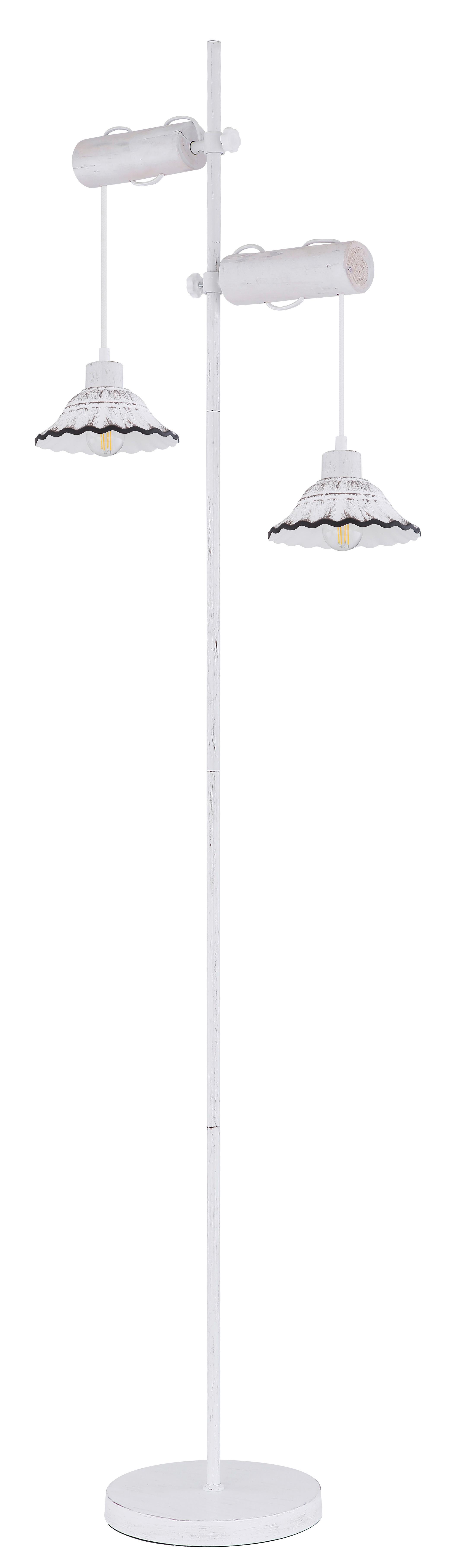 Stehlampe Holz Jowita H: 168cm Schwarz/weiß, Höhenverstellbar - Schwarz/Weiß, Basics, Keramik/Holz (52/25/168cm) - Globo
