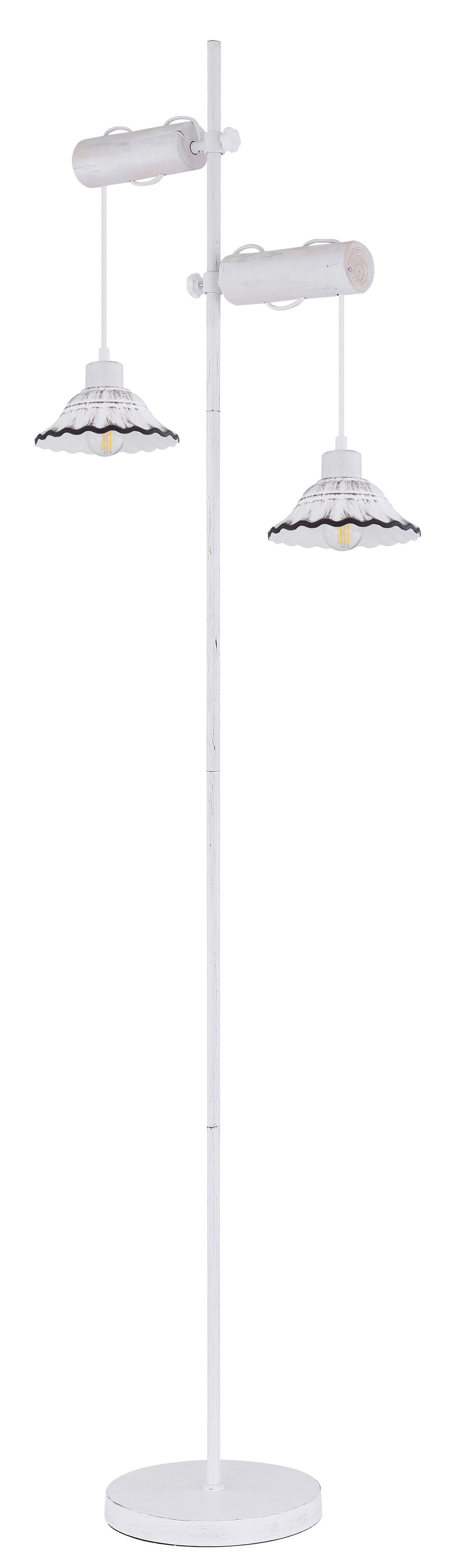 Stehlampe Holz Jowita H: 168cm Schwarz/weiß, Höhenverstellbar - Schwarz/Weiß, Basics, Keramik/Holz (52/25/168cm) - Globo