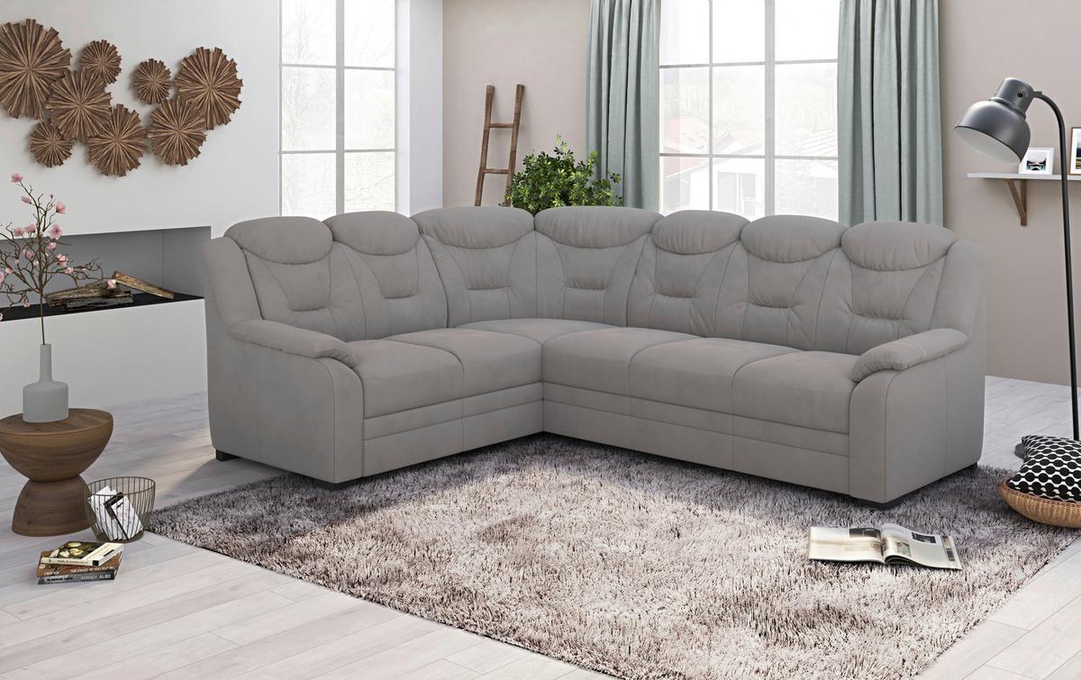 Ecksofa Marcus - Hellgrau/Schwarz, Basics, Textil (211/263cm) - MID.YOU