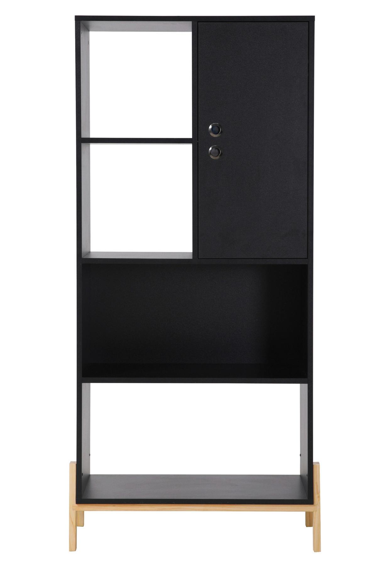 Regal Schwarz B: 72,5cm - Schwarz/Naturfarben, Design, Holzwerkstoff (72,5/154/35,5cm) - Livetastic