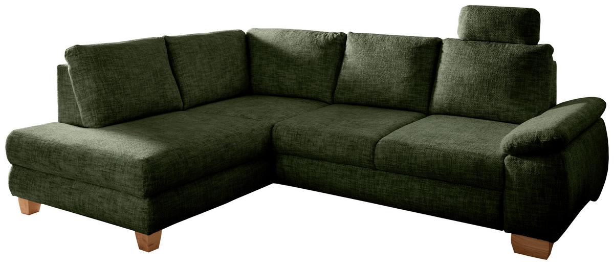 Eckschlafsofa Positano Dunkelgrün S: 206x265 Cm - Wildeiche/Dunkelgrün, MODERN, Textil (206/265cm) - Livetastic