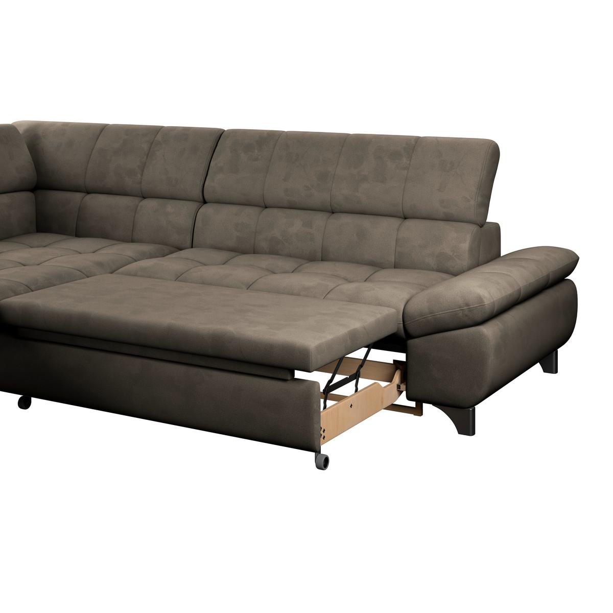 Ecksofa Gemini Dunkelbraun, B: 234cm - Taupe/Chromfarben, KONVENTIONELL, Textil (234/312cm)
