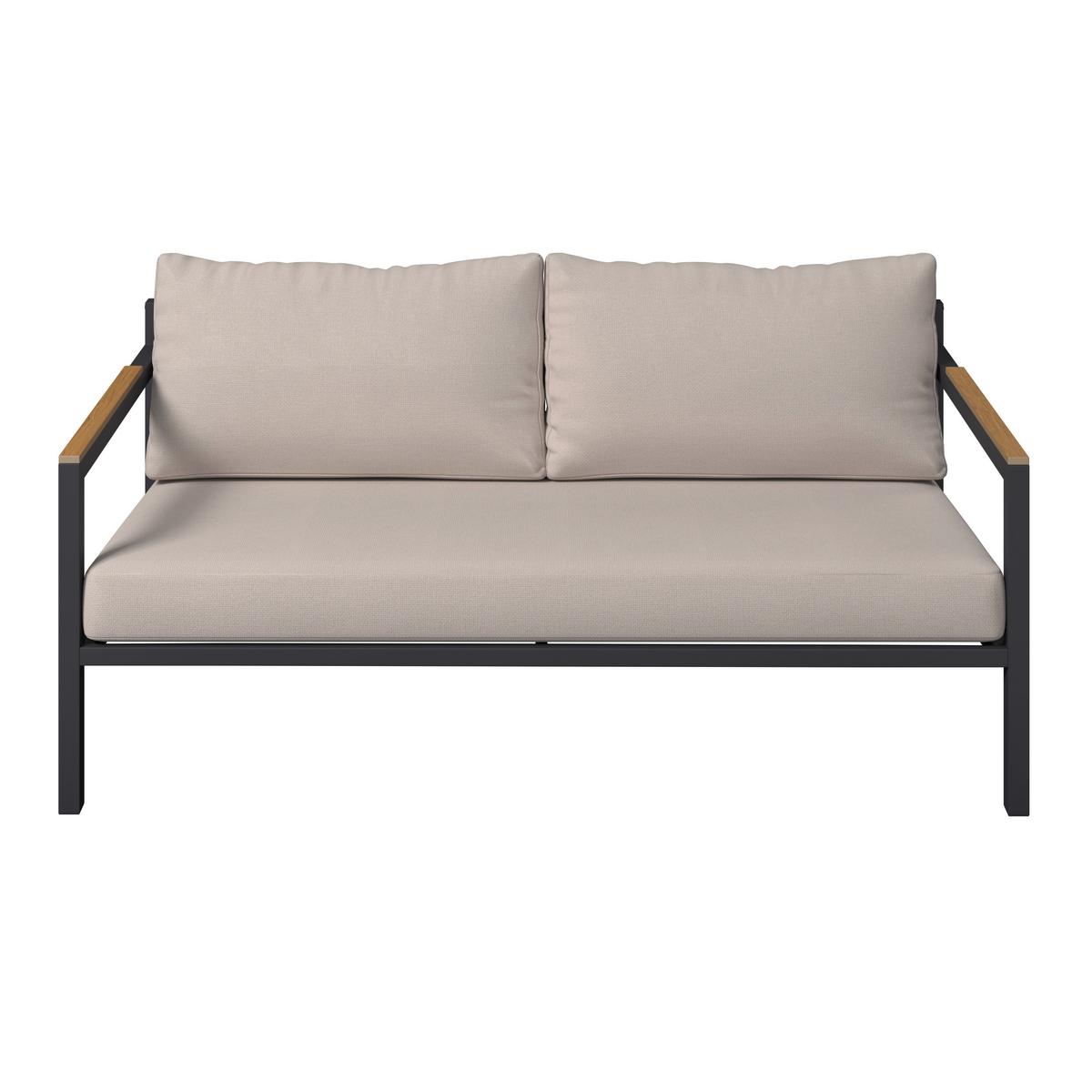 Loungegarnitur Dallas - Dunkelgrau/Beige, MODERN, Kunststoff/Textil - Beldano