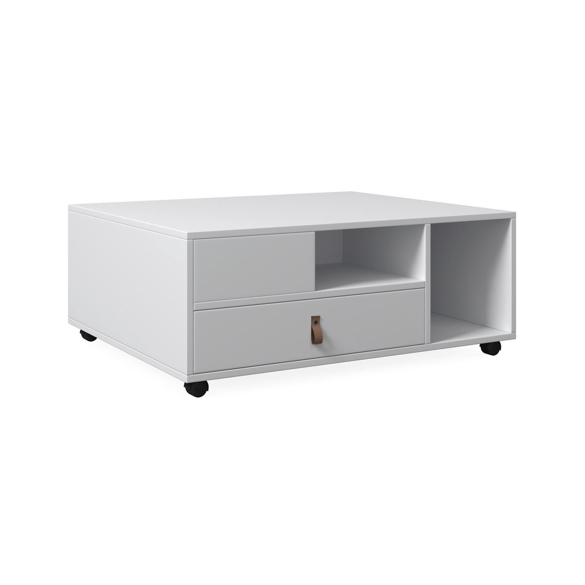 Konferenční stolek MICK - bílá/hnědá, Moderní, kompozitní dřevo/plast (74/88/35cm) - Modern Living