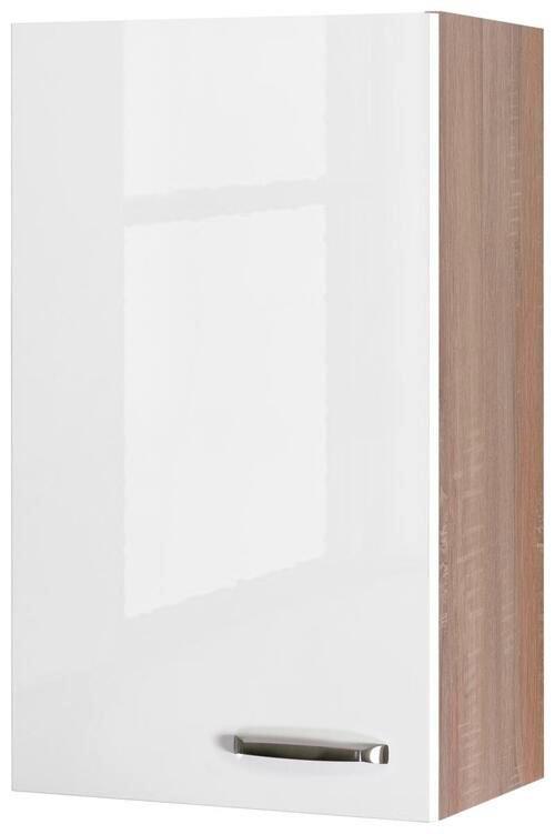 Kuchyňská skříňka VENEZIA - VALERO bílá 50cm - Sonoma dub/vysoce lesklá bílá, Moderní, kov/kompozitní dřevo (50/89/32cm) - FlexWell