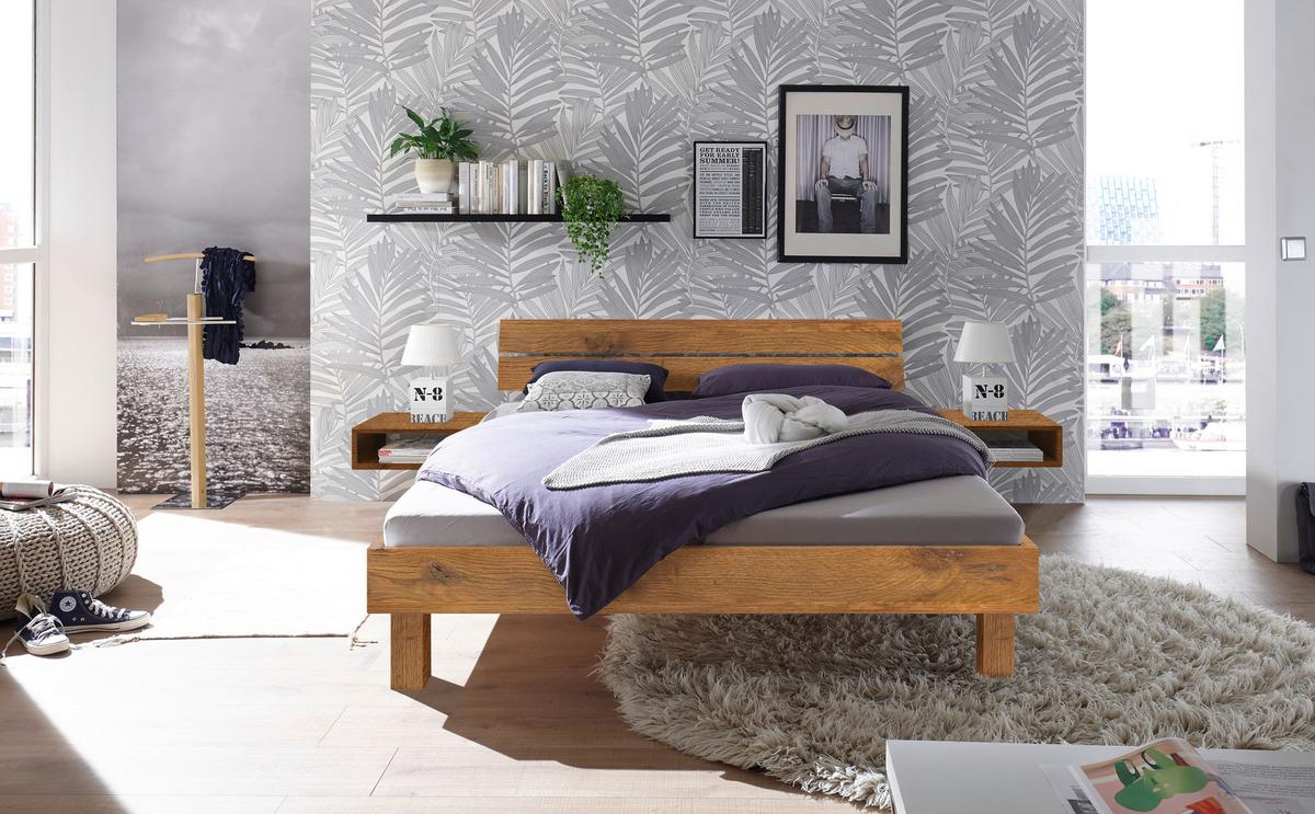 Bett Prato Kopfteil Mit 2 Paneele 180x200 Cm - Wildeiche/Eichefarben, Natur, Holz (180/200cm) - Hasena