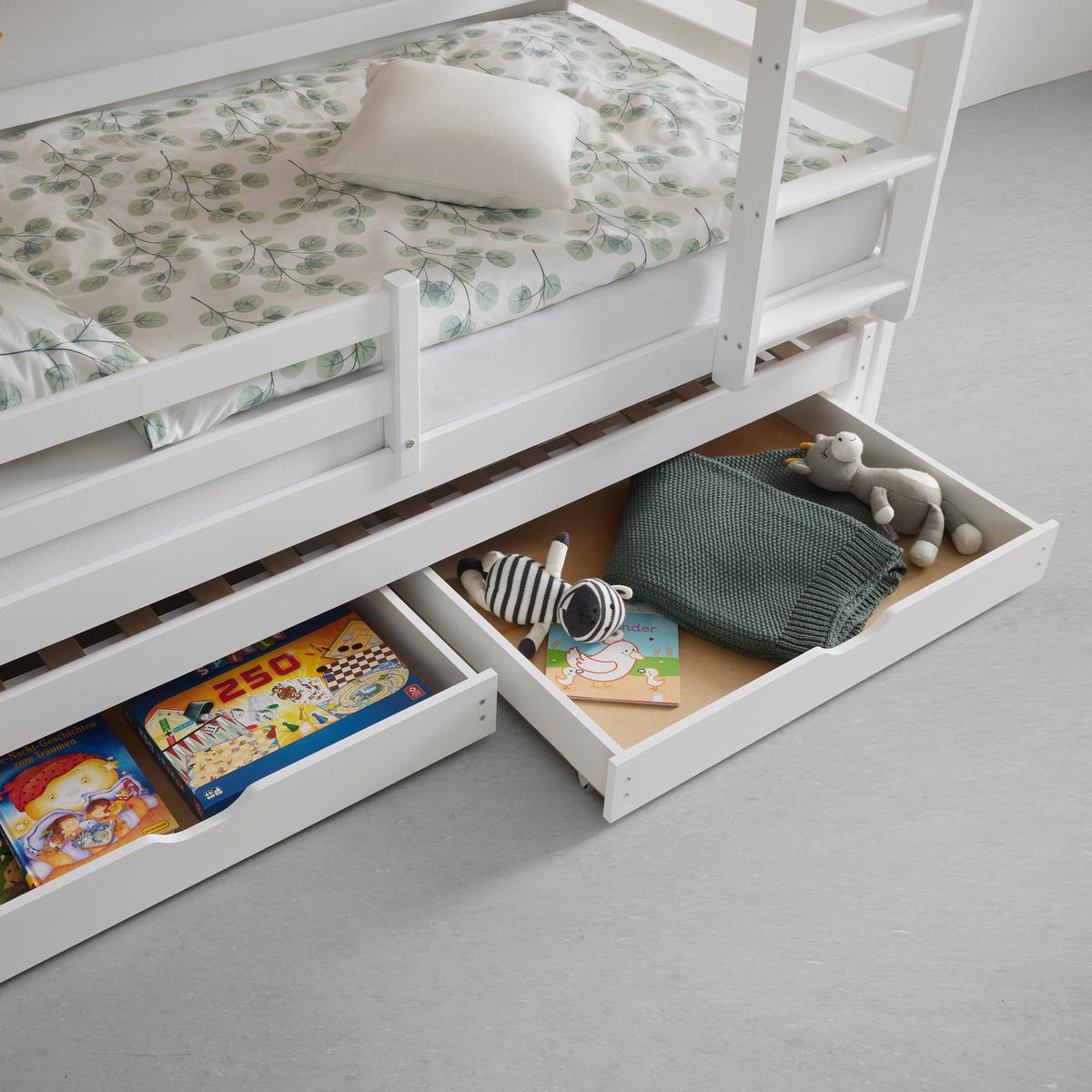 Poschodová posteľ MILA 90x200 cm, borovica, biela - biela/farba brezy, drevo (90/200cm) - Mömax