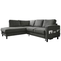 Ecksofa Molly Dunkelgrau S: 198x233 cm - Dunkelgrau/Schwarz, Textil (198/233cm) - MID.YOU