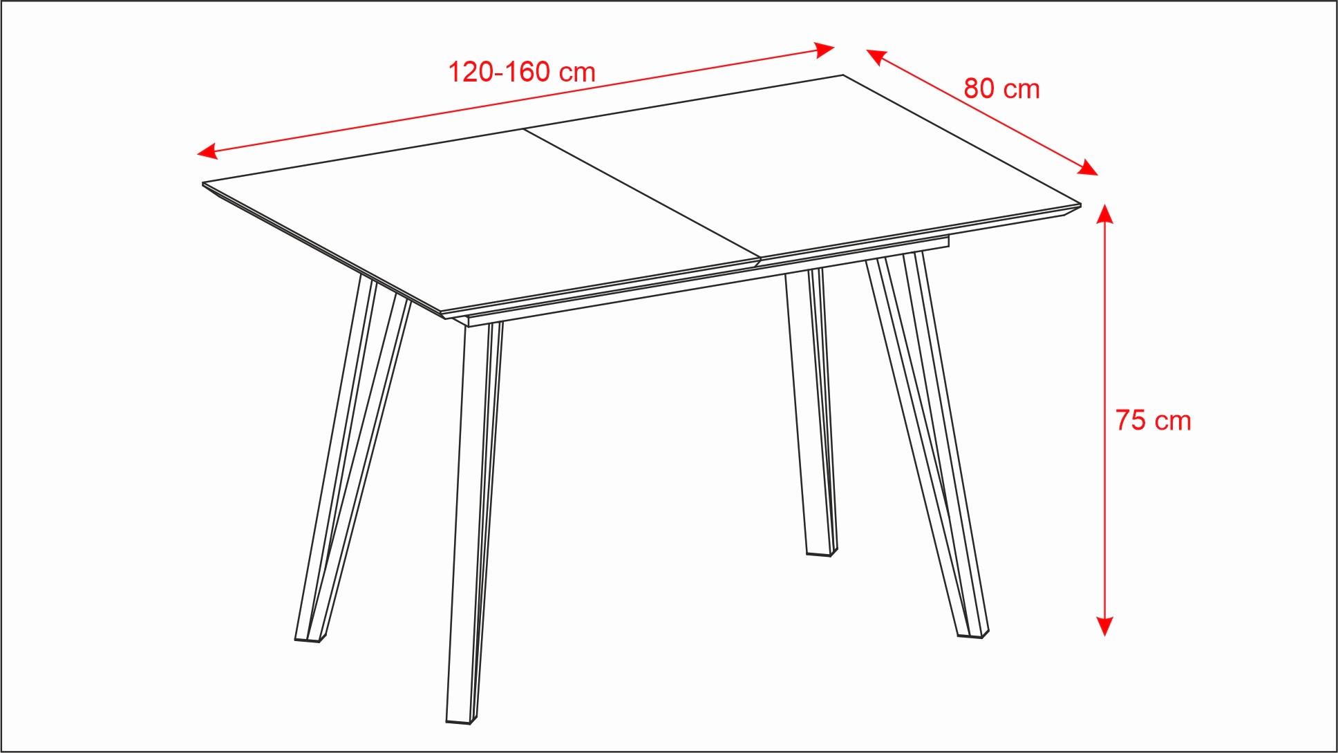 Esstisch Ausziehbar Ascona 120-160x75x80 cm Eiche - Schwarz/Eiche Artisan, Trend, Holz/Metall (120-160/75/80cm)