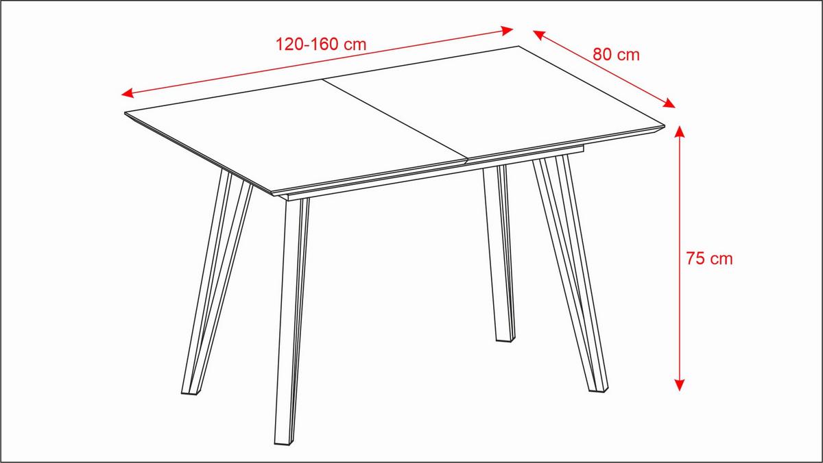 Esstisch Ausziehbar Ascona 120-160x75x80 Cm Eiche - Schwarz/Eiche Artisan, Trend, Holz/Metall (120-160/75/80cm)