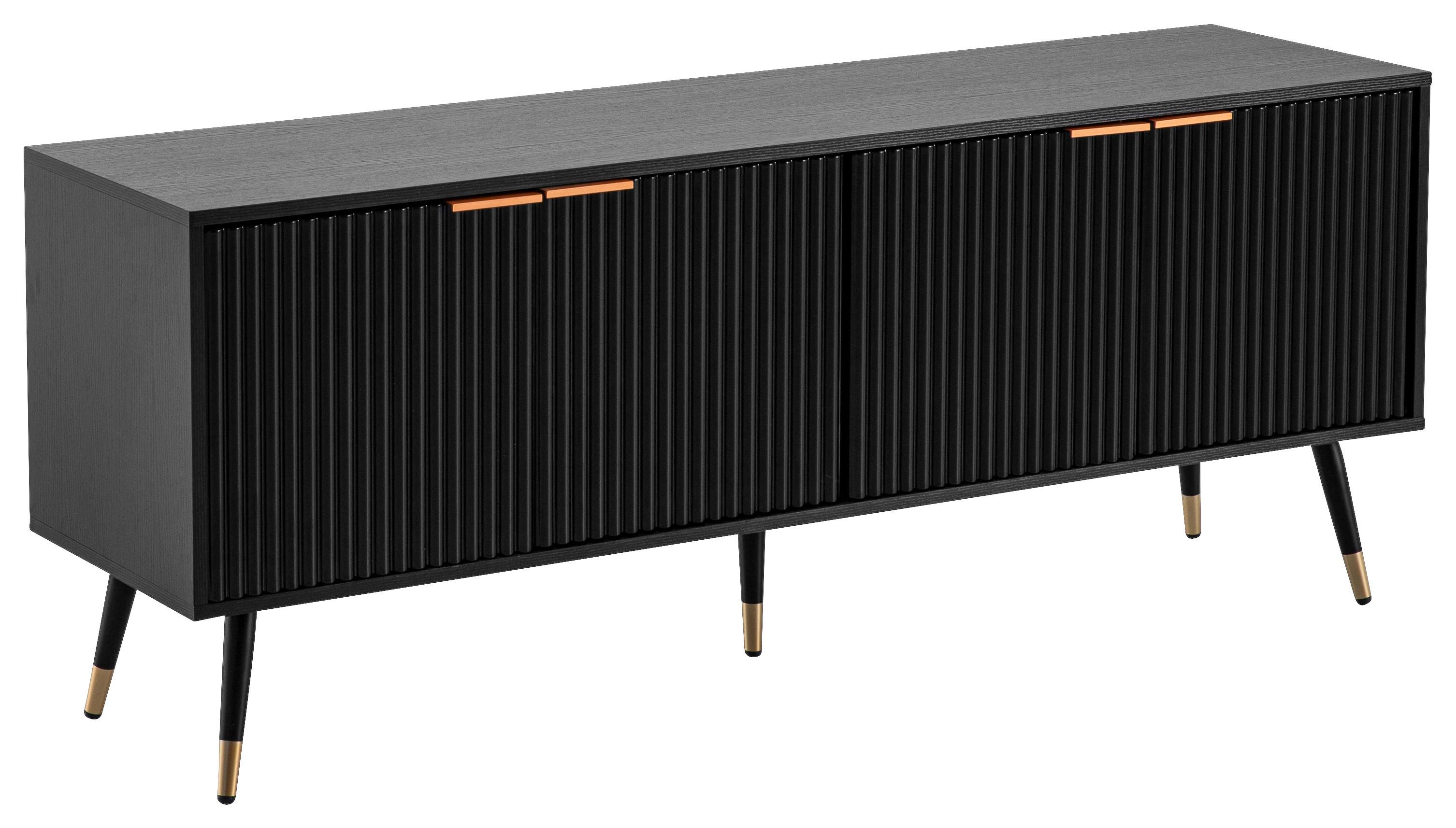 NÍZKA KOMODA BLACK TV - čierna/medená, Design, kov/kompozitné drevo (150/60/39cm) - MID.YOU