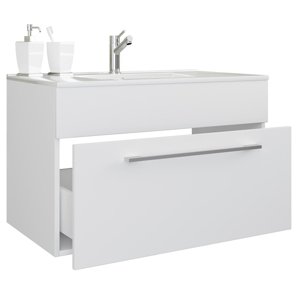 Waschtischkombi Badinos Weiß B: 60 Cm - Weiß, MODERN, Keramik/Holzwerkstoff (60cm) - MID.YOU