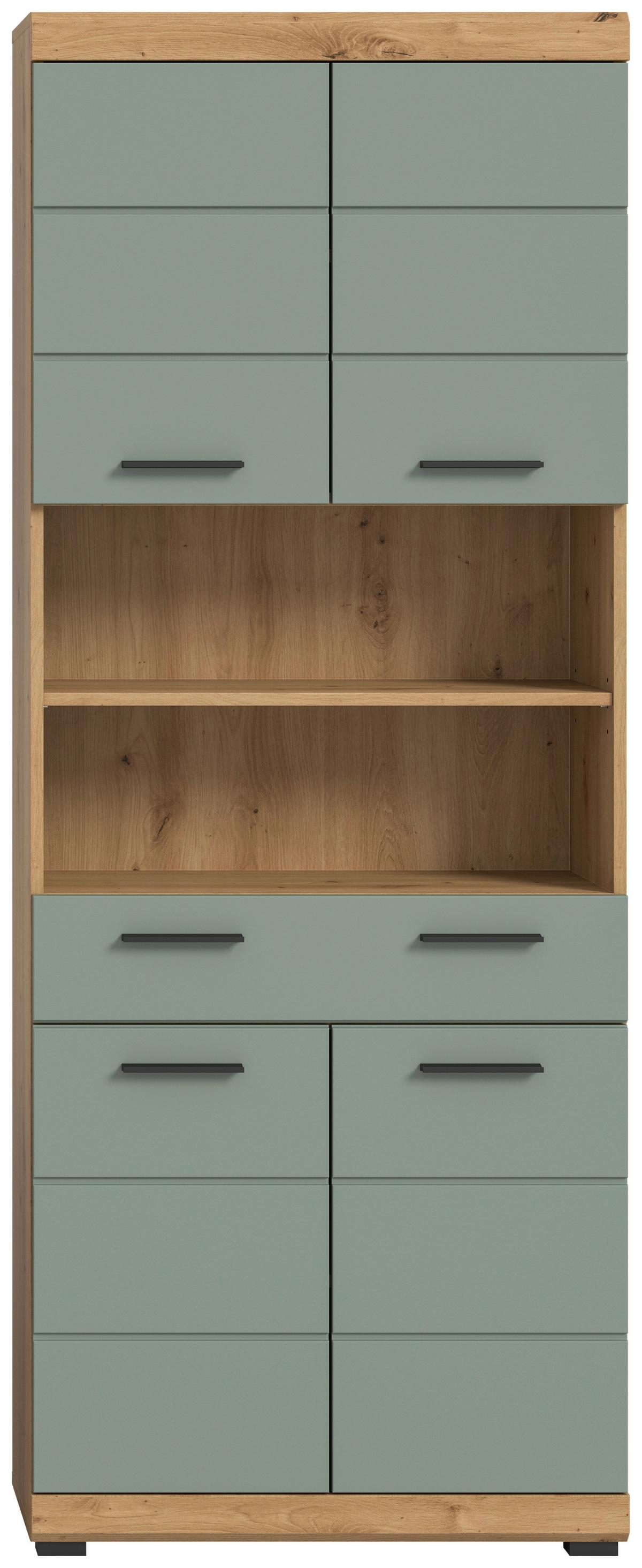 Hochschrank Scout Salbeigrün B: 74 cm - Salbeigrün/Schwarz, MODERN, Holzwerkstoff (74/191/31cm) - MID.YOU