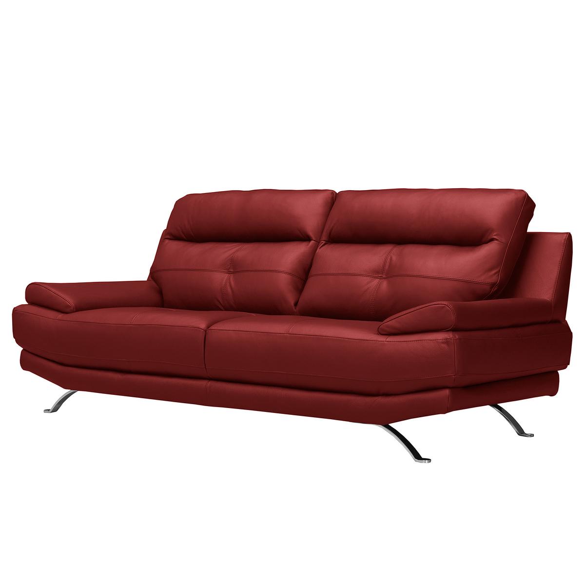 3-sitzer-sofa Derby Echtleder Rot B: 225 Cm - Chromfarben/Rot, Design, Leder (225/92/99cm) - Livetastic