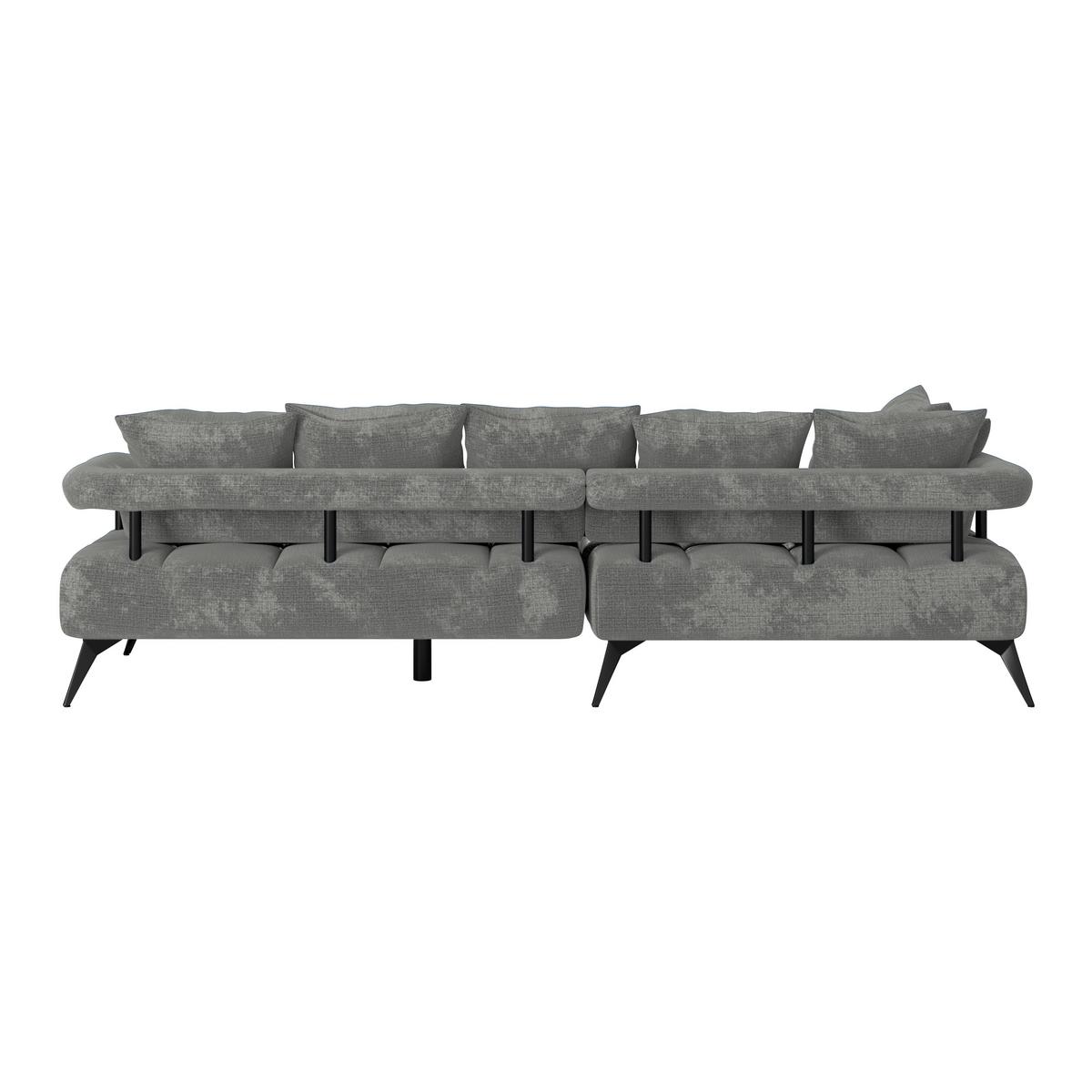 Ecksofa Vanessa Grau 200x297 Cm - Schwarz/Grau, MODERN, Textil (200/297cm)
