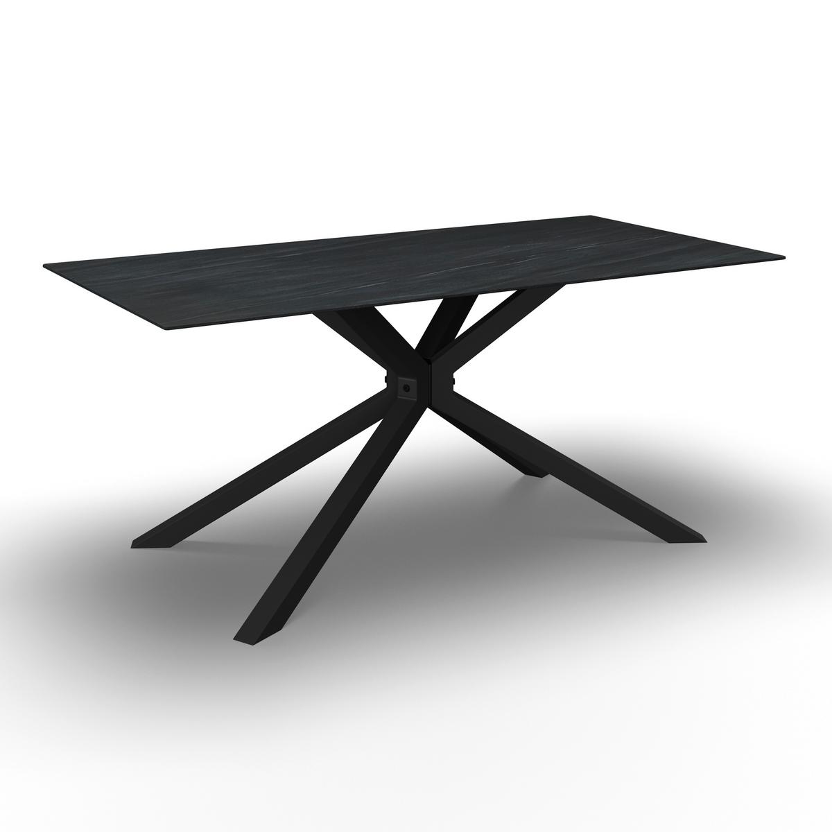 Jídelní stůl Livan tmavě šedá keramika - černá/tmavě šedá, Moderní, kov/kámen (180/90/76cm) - Bessagi Home