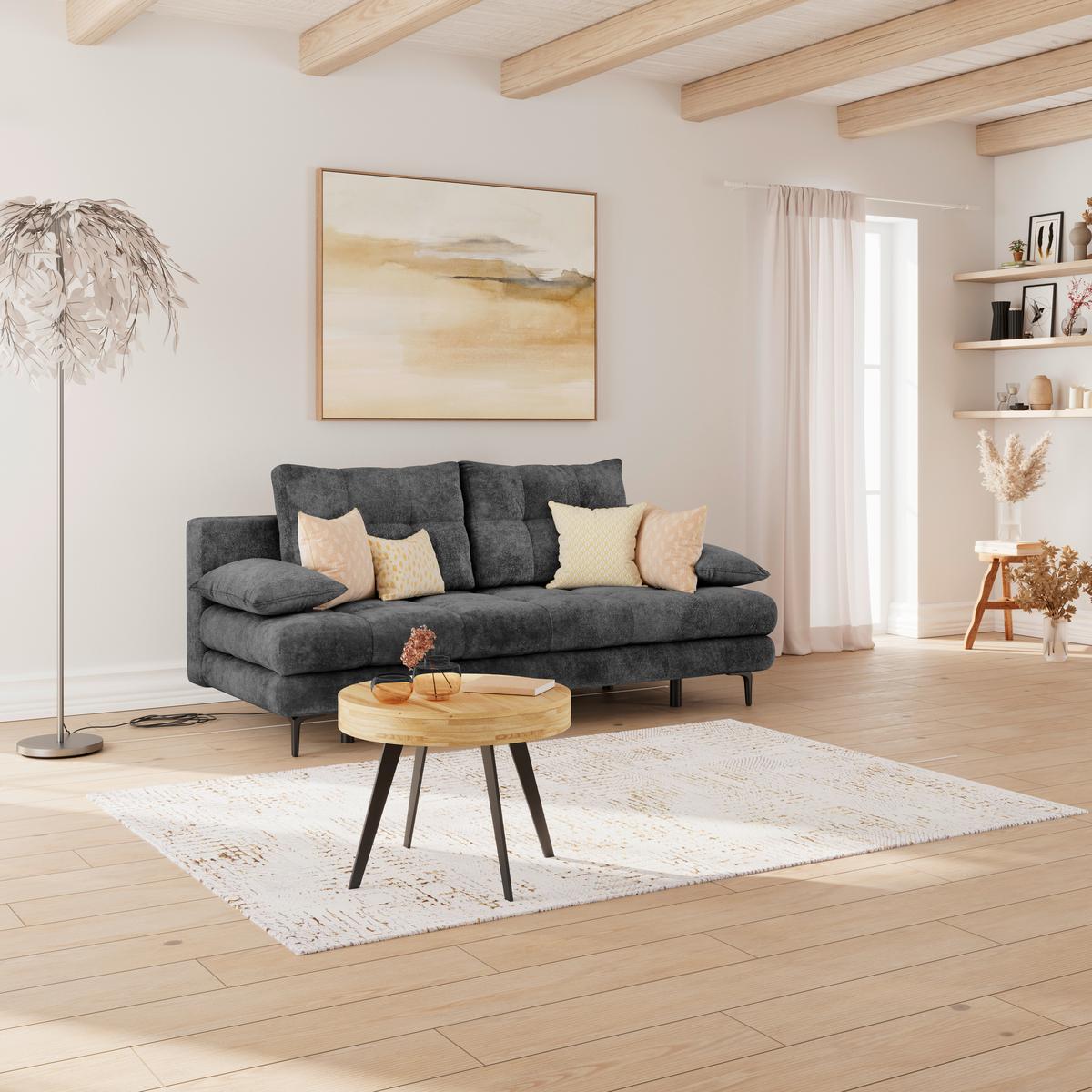 Schlafsofa Perla Schwarz B: 203 cm - Schwarz, KONVENTIONELL, Textil (203/94/96cm)